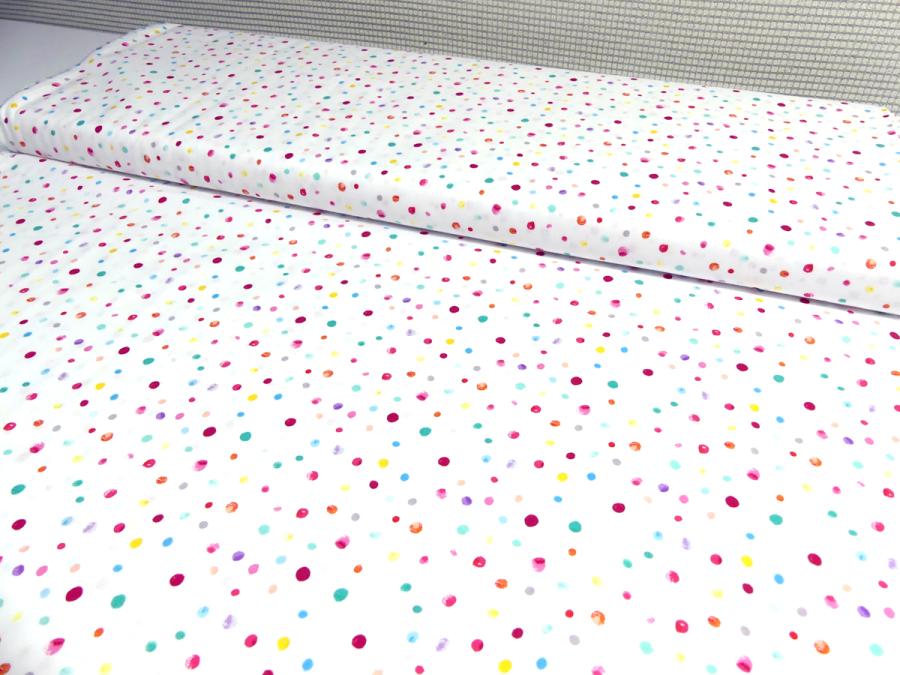 Preview: Patchworkstoff From the Hearts in weiß mit bunten Punkten, Tupfen, Dots
